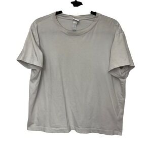 HM Basics Womens XL Light Gray 100% Cotton Short Sleeve Crew Neck T-Shirt